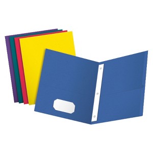 Oxford® Twin Pocket Folders with Fasteners, Letter Size, Assorted Colors, Box of 25 - 1 of 3