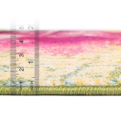 Light Blue Abstract Easy-Care Rectangular Synthetic Rug