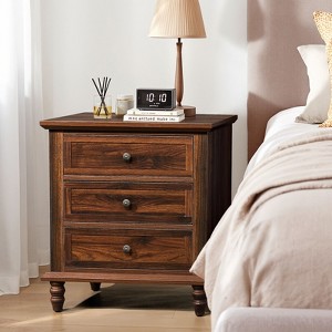 Karl Home 3-Drawer Brown Particle Board 24.8in. W Nightstands - 1 of 4