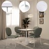 LeisureMod Bristol Square Dining Table with Marbled White MDF Top and White Steel Pedestal Base for Modern Kitchen and Dining Room - 3 of 4