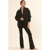 Slickblue Women's Solid Black Woven Jacket with Pockets, Shawl Collar, Long Sleeve, Button Closure, Size S-L - 3 of 4