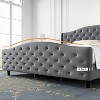 Bed Frame with Headboard, Upholstered Bed Frame, Velvet Bed Frame with Tufted & Nailhead, Heavy Duty - 3 of 4