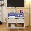 VECELO 6 Drawers Storage Cabinet Multifunctional White Dresser with LED Lights & Charging Station Modern Storage - 4 of 4