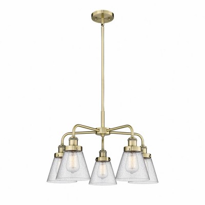Cone - 5 Light Stem Hung Chandelier In Art Deco Style-14.75 Inches Tall and 24.25 Inches Wide