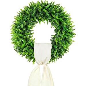 Attop 20'' Boxwood Wreaths Front Door Artificial Spring Wreath. Wreaths Green Year Round Indoor Outdoor - 1 of 4