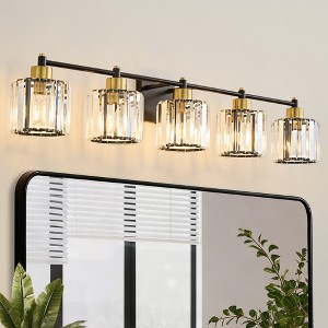 POWLIG 22" 3-Light Vanity Light with Crystal Shades - Modern Dimmable Bathroom Lighting - 1 of 4