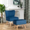 Costway Leisure Chair and Ottoman Thick Padded Velvet Tufted Sofa Set w/ Wood Legs Pink\Blue\ Green - image 2 of 4