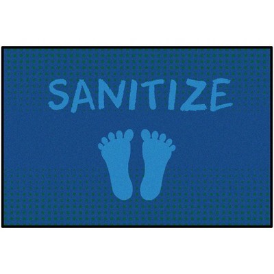 Carpets for Kids Blue Stand & Sanitize Classroom Rug 3' x 4' 6" Rectangle