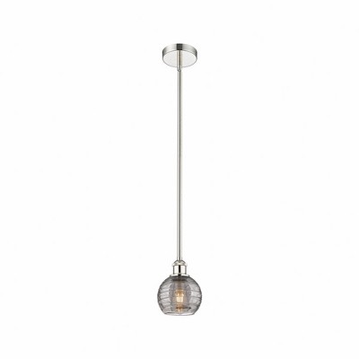 Athens Deco Swirl - 1 Light Stem Hung Mini Pendant In Industrial Style-7.63 Inches Tall and 5.88 Inches Wide