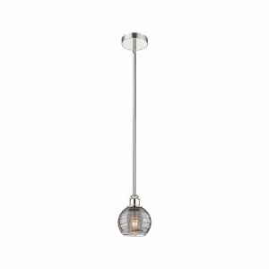 Athens Deco Swirl - 1 Light Stem Hung Mini Pendant In Industrial Style-7.63 Inches Tall and 5.88 Inches Wide - 1 of 1