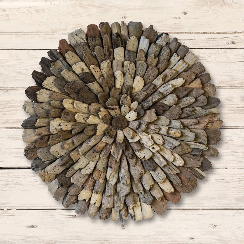 Round Driftwood Wall Decor Brown - Storied Home, 3 of 6