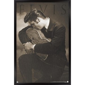 Trends International Elvis Presley - Sepia Guitar Framed Wall Poster Prints - 1 of 4