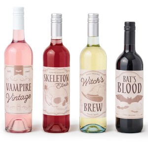 Big Dot of Happiness Vintage Halloween Wine Labels, Spooky Apothecary Decorations for Women and Men, Halloween Wine Bottle Label Stickers - Set of 4 - 1 of 4