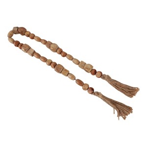 Sagebrook Home Wooden Bead Garland - Contemporary Rustic Natural Brown Mango Wood Home Decor Beaded Accent - 1 of 4
