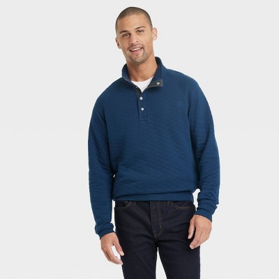 Men's Quilted Snap Pullover Sweatshirt - Goodfellow & Co™ Navy Blue Xxl ...