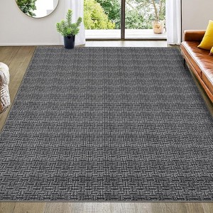 10x13,Washable Runner Rug Rug Runners for Hallways Non Slip Entryway Rug Modern Farmhouse Kitchen Runner Rug Black - 1 of 4