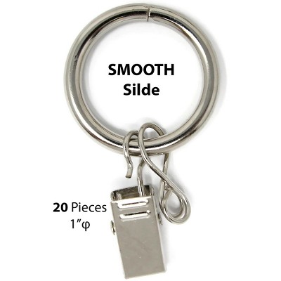 1-inch Metal Curtain Drapery Rings with Clips and Eyelets, 8 Finishes