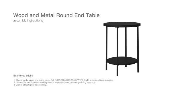 Wood and Metal Round End Table - Room Essentials™, 2 of 14, play video
