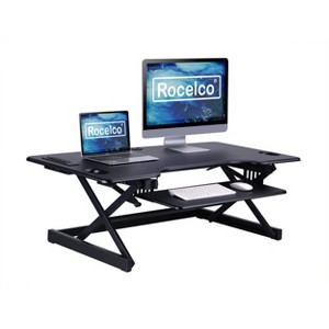 46" Adjustable Height Standing Desk Converter Black - Rocelco: Sit-Stand Workstation, 4 AC & 2 USB Ports - 1 of 4