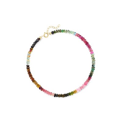 Ross-Simons 17.00 ct. t.w. Multicolored Tourmaline Bead Anklet With 14kt Yellow Gold Size 9
