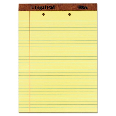 TOPS The Legal Pad Ruled Perf Pad Legal/Wide 8 1/2 x 11 3/4 Canary 50 Sheets 7531