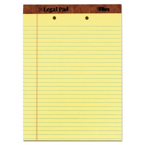 TOPS The Legal Pad Ruled Perf Pad Legal/Wide 8 1/2 x 11 3/4 Canary 50 Sheets 7531 - 1 of 4