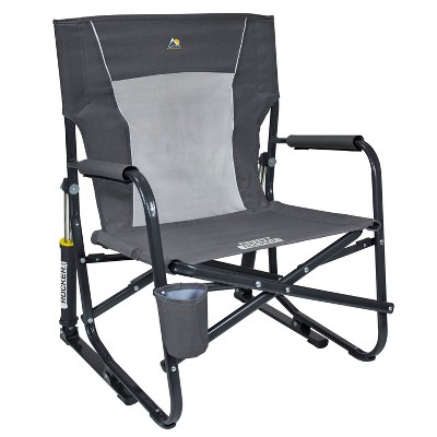 GCI Outdoor FirePit Rocker Low-Profile Foldable Rocking Camp Chair - Pewter