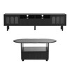 Cream-Toned TV Stand & Coffee Table Duo, LED-Backlit TV Stand for 80'' Screens, Cloud-Shaped Coffee Table with Lockable Casters, Black - 2 of 4