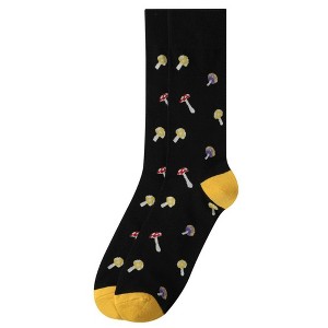 Men's Black Color Mushroom Fungi Novelty Socks - 1 of 3