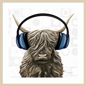 Amanti Art Music Cow Blue Crop by Yvette St. Amant Wood Framed Wall Art Print - 1 of 4
