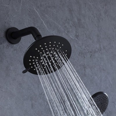 Matte Black Stainless Steel Rain Shower Faucet Set with Handle