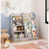 Gulches Kids 4-Tier Wooden Bookshelf & Toy Storage Organizer - Multifunctional Bookcase Display Stand for Toddlers/Children, Gray - 3 of 4