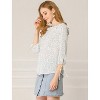 Allegra K Women's Vintage 3/4 Sleeve Boat Neck Ruffled Dots Print Blouse - 4 of 4