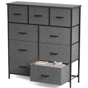DOMETOUR Dresser for Bedroom 9 Drawer Fabric Storage Tower, Storage Cabinet Tall Chest Organizer Unit Bins Living Room Entryway Closet-Gray - 1 of 4