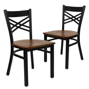 Emma and Oliver 2 Pack "X" Back Metal Restaurant Chair - 1 of 4