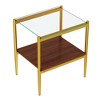 NicBex Coffee Tables for Living Room Modern Rectangle Coffee Table End tables Set of 3 with Clear Tempered Glass Top and Brown MDF layer, Transparent - 3 of 4