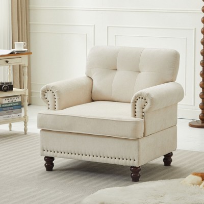 Hyleory Chenille Upholstered Pull Point Accent Chair,Sofa Armrest Chair for living room bedroom Office