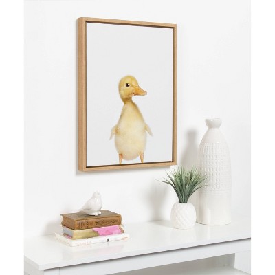 Natural Wood Framed Duck Canvas Print for Kids Nursery