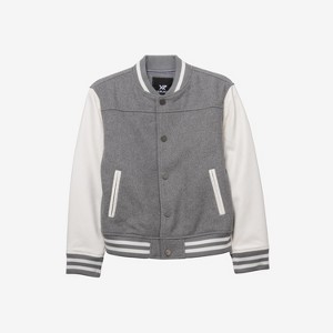 X RAY Boy's Wool Varsity Bomber Jacket With Grainy PU Sleevees - 1 of 4
