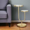 HomeRoots 22" White And Gold Marble And Iron Two Tier Round End Table - 2 of 4