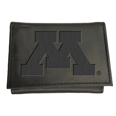 Evergreen NCAA Minnesota Golden Gophers Black Leather Trifold Wallet Officially Licensed with Gift Box