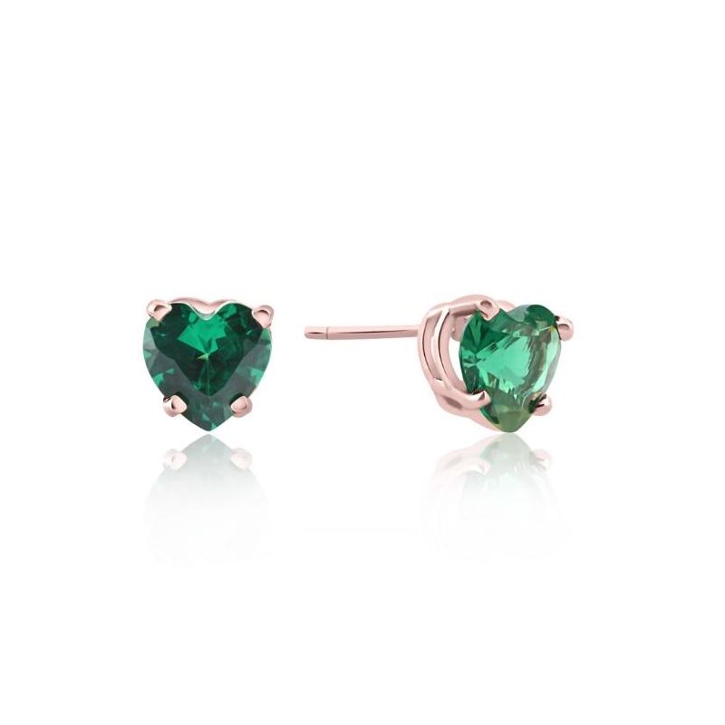 Pompeii3 1Ct Emerald Heart Studs in 14k White, Yellow, or Rose Gold Earrings, 2 of 4
