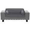 VidaXL Dog Sofa Gray 31.9 inches x16.9 inches x12.2 inches  Plush and Faux Leather - 2 of 4