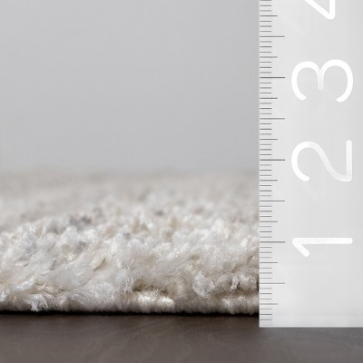 Ivory Plush Braided Tassel Shag Area Rug, 6'7" x 9'
