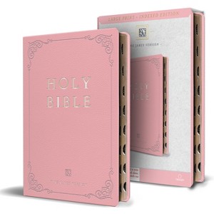 KJV Holy Bible, Large Print Handy Size Format, Pink Premium Imitation Leather with Ribbon Marker, Red Letter, Thumb Index - by  King James Version - 1 of 1