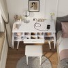 VYNXARIA Elegant Vanity Makeup Table & Chair Set, Modern Dressing Table with Organizer, Writing Desk, Charging Port, White - 2 of 4