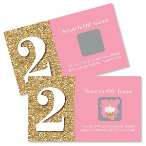 Big Dot of Happiness Two Much Fun - Girl - 2nd Birthday Party Game Scratch Off Cards - 22 Count - 1 of 4