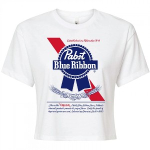 Womens Pabst Blue Ribbon Logo Crop Top T-Shirt - 1 of 2