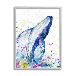 Stupell Industries Splashing Whale Bubbles Marine Framed Giclee Art - 1 of 4