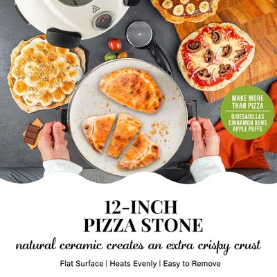 Cream Electric 12" Indoor/Outdoor Pizza Oven with Ceramic Stone